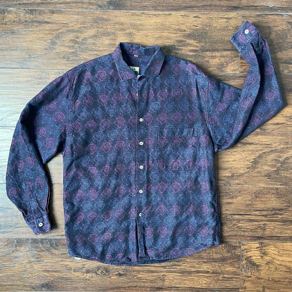 A.M/P.M. Men's Vintage Multicolored Floral Collared Button Up Size Medium